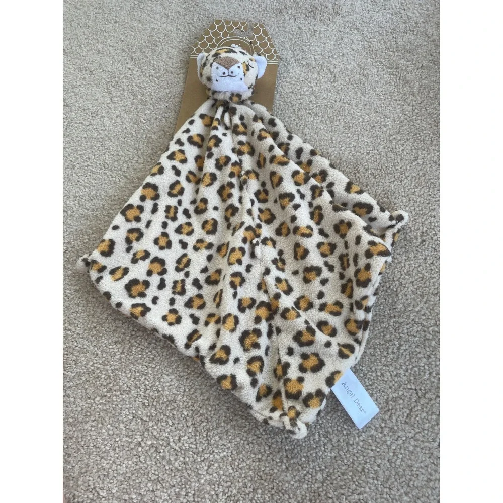 Angel Dear Leopard Blankie Baby Security Blanket Lovey Cheetah Print Tan Brown